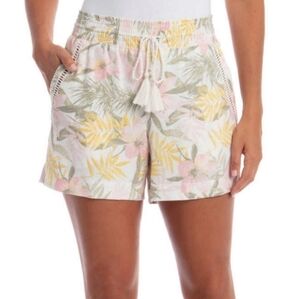 Briggs New York Women's Shorts Pink Floral Linen Blend Size Small